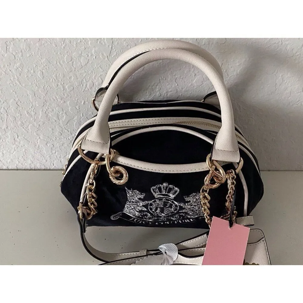 Juicy Couture Classic Scottie Dogs Satchel Crossbody Liquorice Crystal Card Case